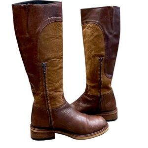 Charles David, tall leather & Suede Two Tone Brown Boots SZ 8
